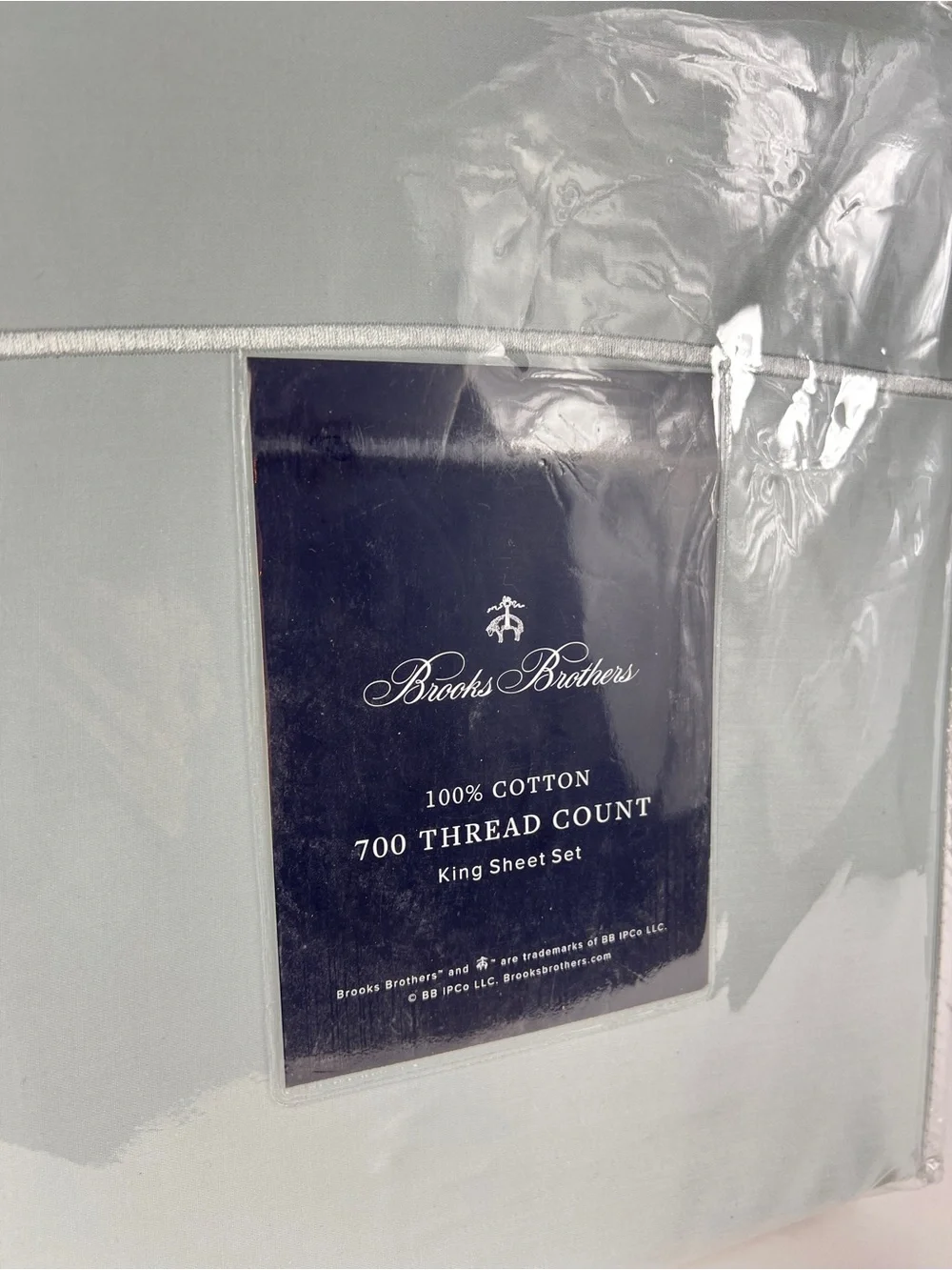 Brooks Brothers King Sheet Set Light Bluish Green 700 TC 100% Cotton 4 Pc NEW